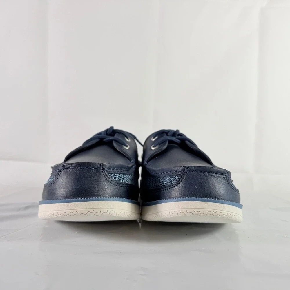Sperry Surveyor 2-Eye MS LTH NVY Men's Size 10.5 W Navy Boat Shoes New